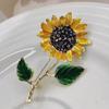 Enamel Glaze Van Gogh Sunflower Brooch Female Premium Japanese And Korean Flower Brooch Vintage Versatile Pin Sweater Accessories Female