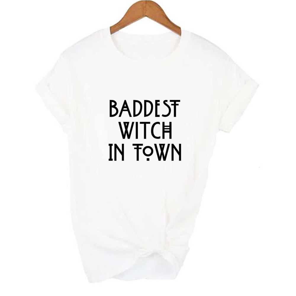 Baddest Witch In Town Women Halloween T Shirt Harajuku Gothic Short Sleeve T Shirts Graphic 90S