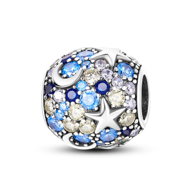 Exquisite Real 925 Silver Star Sun Moon Pandent Charms Beads Jewellery Fitted Original 925 Bracelet For Women DIY Gift Party