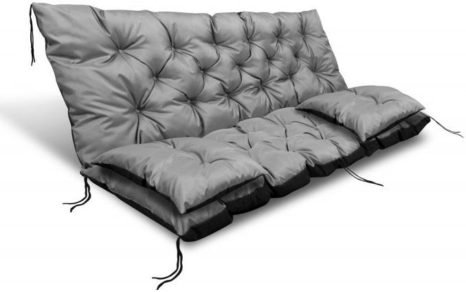 Garden cushion 180x60x50 cm + 2 cushions for a swing bench, waterproof, gray