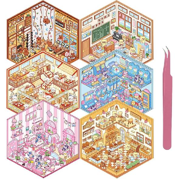 Good productDIY 3D Sticker Scene 6 Sets of Stickers for Girls Make Your OwnRoom Scene Stickers for Kids Cute Kawaii Sticker Therapy for Relief Stress