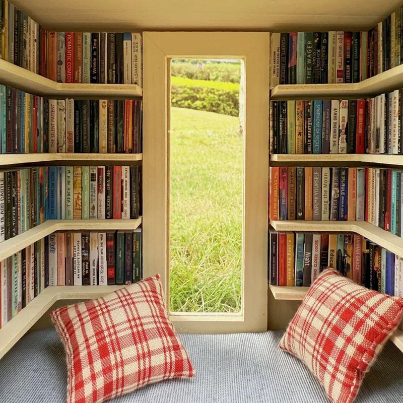 1 комплект миниатюрных украшений для комнаты, креативная антитревожная книжная полка, ручная работа, комнатная коробка с изысканными деревянными сценами