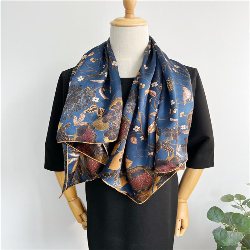 110*110 Cm Square Silk Scarf Women's Fashion Printed Small Neck Scarf Office Women's Hair Belt Folar Handkerchief Women's Handkerchief Shawl Scarf