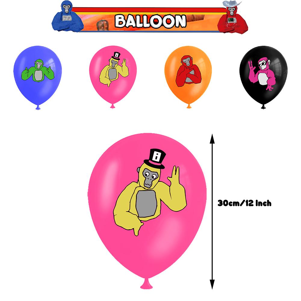 30x Тематические принадлежности для вечеринки в стиле игры Gorilla Tag VR, включая баннер, топпер для торта, воздушный шар