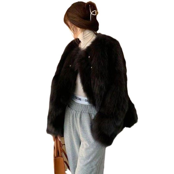 2024 новая куртка Xiaoxiangfeng осень-зима короткая искусственная лисья шерсть плюс хлопковый мех искусственный мех пальто молодая