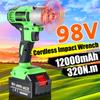 98VF 320 N.m Electric Impact Wrench Drill Green Rechargeable Cordless Impact Wrench Power Tool with Battery
