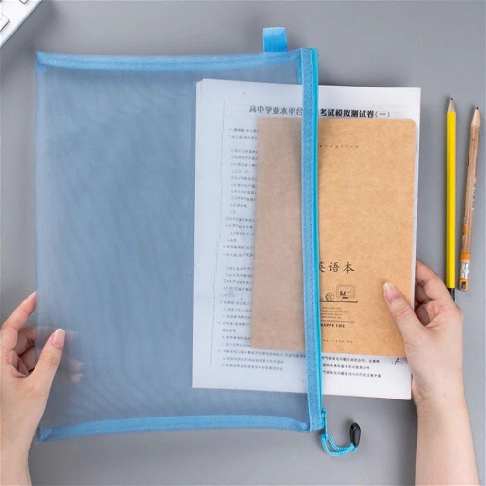 Storage Bags Coin Purse Transparent Mesh Zipper Case File Folders Document Bag Zipper Pouch