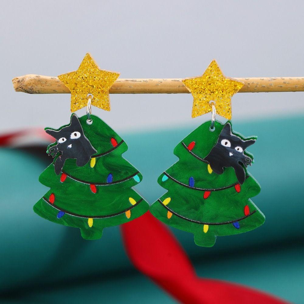 Cartoon Style Stud Earrings Acrylic Material Star Earrings Sweet Tree Earrings Women Wear