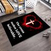 Cross and Heart Inspirational Design Rug. Non-slip rug suitable for living room and bedroom sofas.