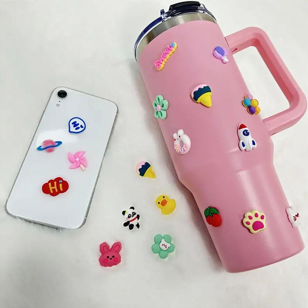 4Pcs/Pack Hard Resin Soft Rubber Water Cup Stickers  For Water Bottle/Phone Case/Refrigerator