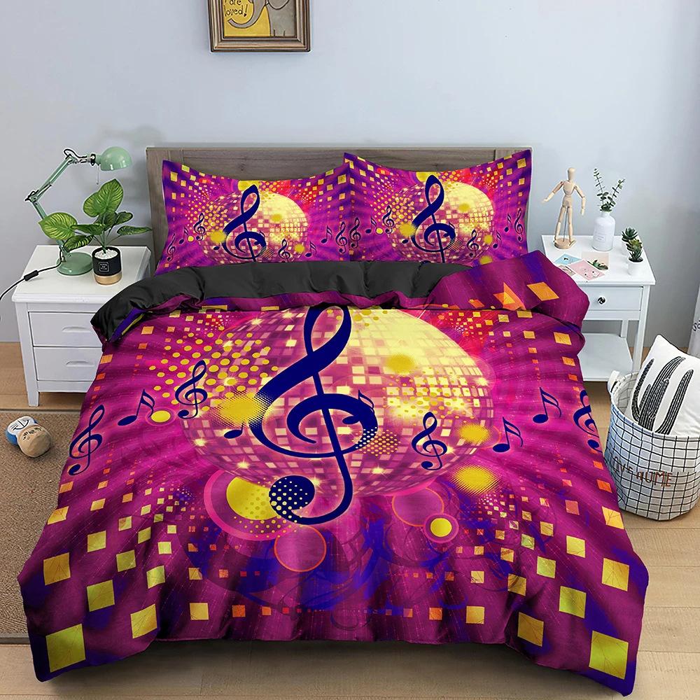 Комплект пододеяльника с 3D цифровой печатью на музыкальную тему, с рисунком фортепианных нот, чехол для одеяла, наволочка, декоративное постельное белье для спальни меломана, 3 предмета