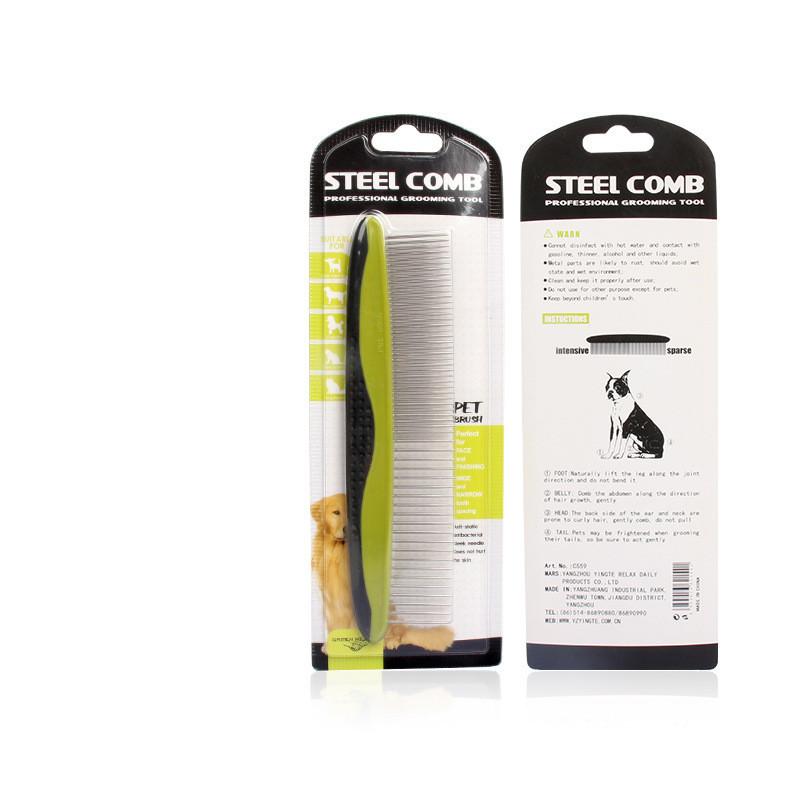 Pet Grooming Comb With Plastic Handle Detangling And Flea Comb For Dogs Green Blue Orange