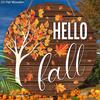 2D Flat Autumn Harvest Wooden Sign, Unique Hello Fall Decorative Plaque with Thanksgiving Theme, Ideal for Outdoor, Indoor, Home Decor
