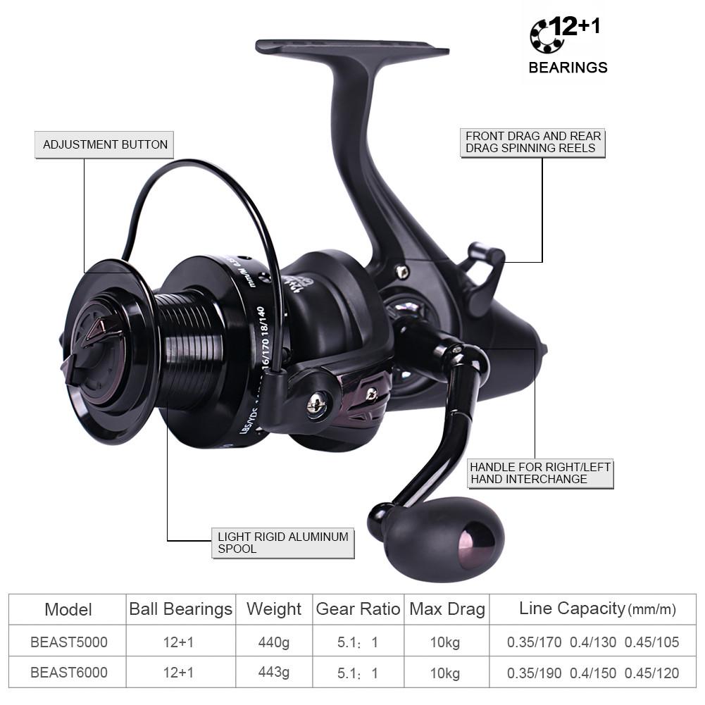 SOUGAYILANG Spinning Fishing Reel 12+1bb Casting Carp Reel for Freshwater or Saltwater Fishing