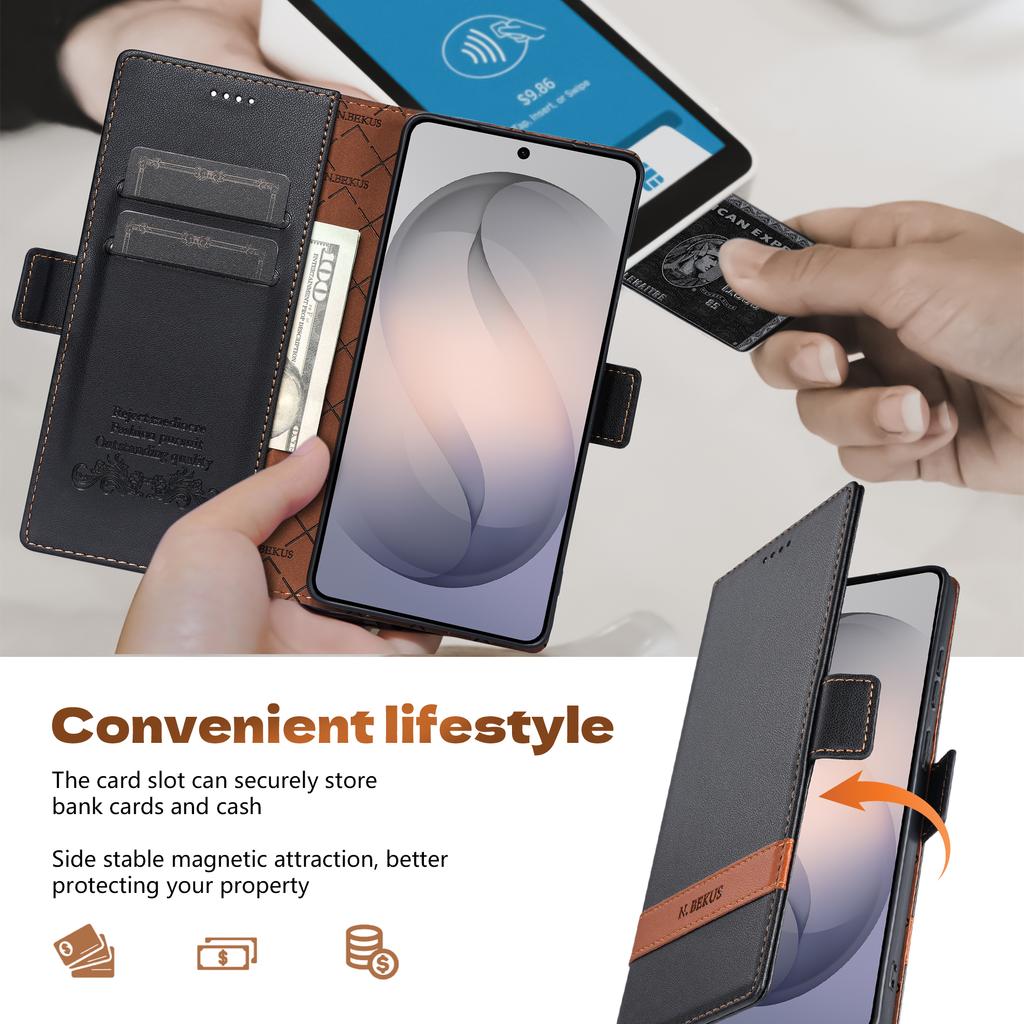 Leather Case for Samsung Galaxy S26 Ultra S25 S24 S23 S22 S21 Plus A18 A17 A07 A57 A37 A56 A36 Wallet Card Slot RFID Phone Case