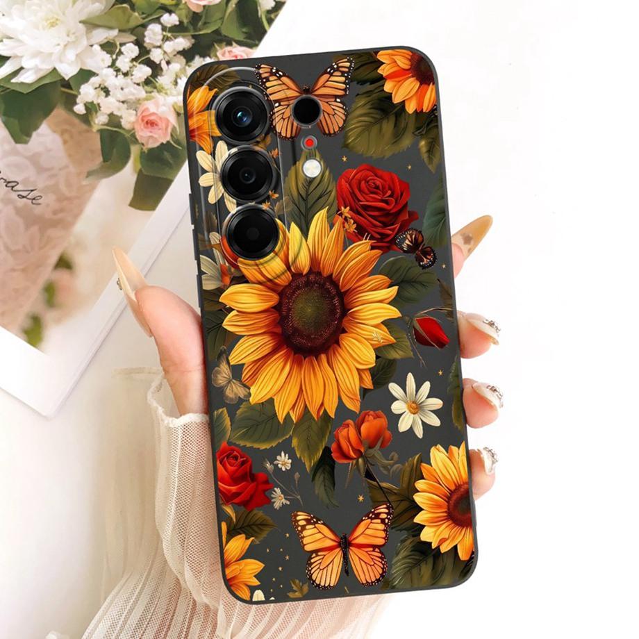 Чехол для телефона Tecno Camon 50 4G CN5 Цветочный Ромашка Эстетика Лунная Ночь Бант Узор Funda Мягкий Матовый Силикон Задняя Крышка Canom50