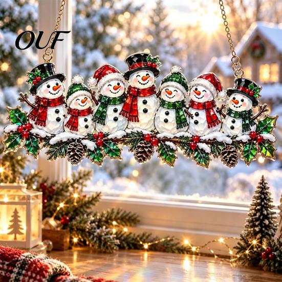 Seasonal Party Decorations Acrylic Winter Sun Catcher, Hanging Window Ornament for Christmas Tree Pendant Decor Home Garden Fireplace, Festive Holiday