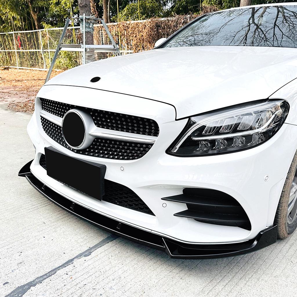 Car Front Bumper Lip Spoiler For Mercedes-Benz W205 C205 S205 C43 C180 C200 C300 2019-2021 AMG-Line Bumper Splitter Lip Bodykit