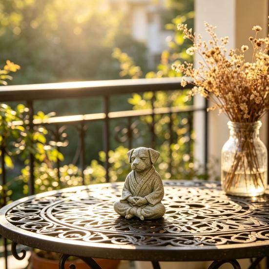 3D Printed Meditating Dog Statue, Cute Zen Puppy Sculpture, Retro Desk Decor for Home & Office, Unique Gift for Dog Lovers
