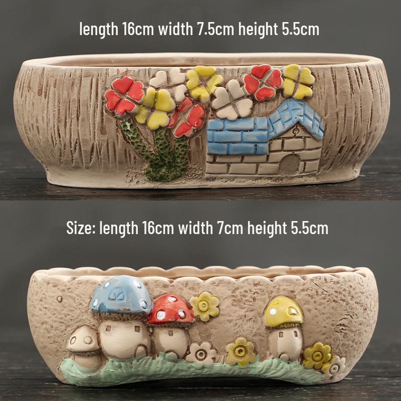 Мультяшный грубый керамический большой керамический горшок для суккулентов в стиле книжки с картинками