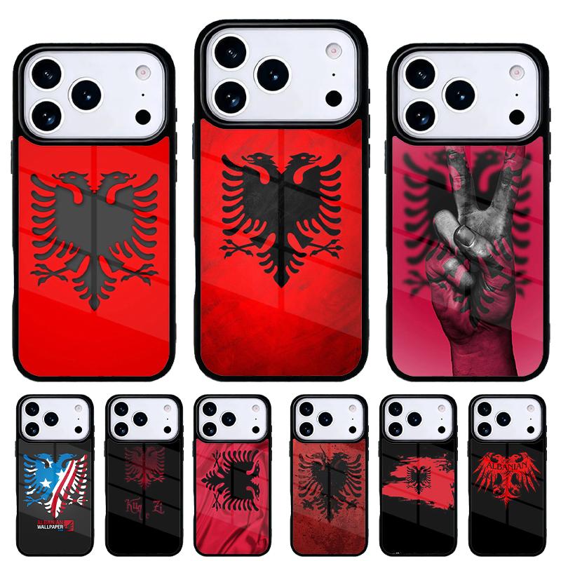Чехол для телефона с орлом Флага Албании для iPhone 17 16 15 14 13 Pro Max Задняя крышка для 12 11 Pro Coque