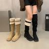 Platform Snow Boots Women Faux Fur Fashion Over The Knee Boots New Winter Plush Warm Furry Boots Belt Buckle Casual Cotton Shoes