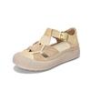 Johnature Round Toe Hollow-out Flat Sandals Genuine Leather Breathable And Comfortable Women's Shoes