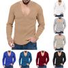 Осенне-зимняя мужская трикотажная приталенная футболка с длинным рукавом, однотонный повседневный топ