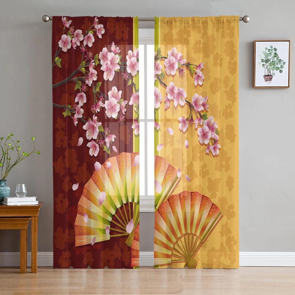 Ветка сливового дерева коричневые розовые современные тюлевые шторы для гостиной, спальни, дома, кухни, прозрачные шторы