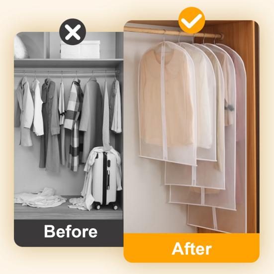 5 шт. чехлы для одежды, пылезащитные, с защитой от насекомых, прозрачные, полностью закрытые, защитные сумки для хранения одежды и пальто