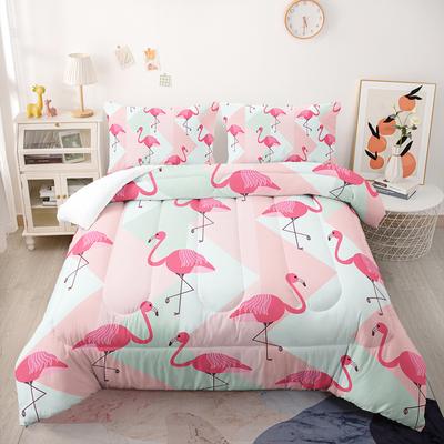 Мультяшный комплект пододеяльника с фламинго, тропические листья, чехол для одеяла с рисунком пальмы, красочный полиэстеровый чехол для одеяла