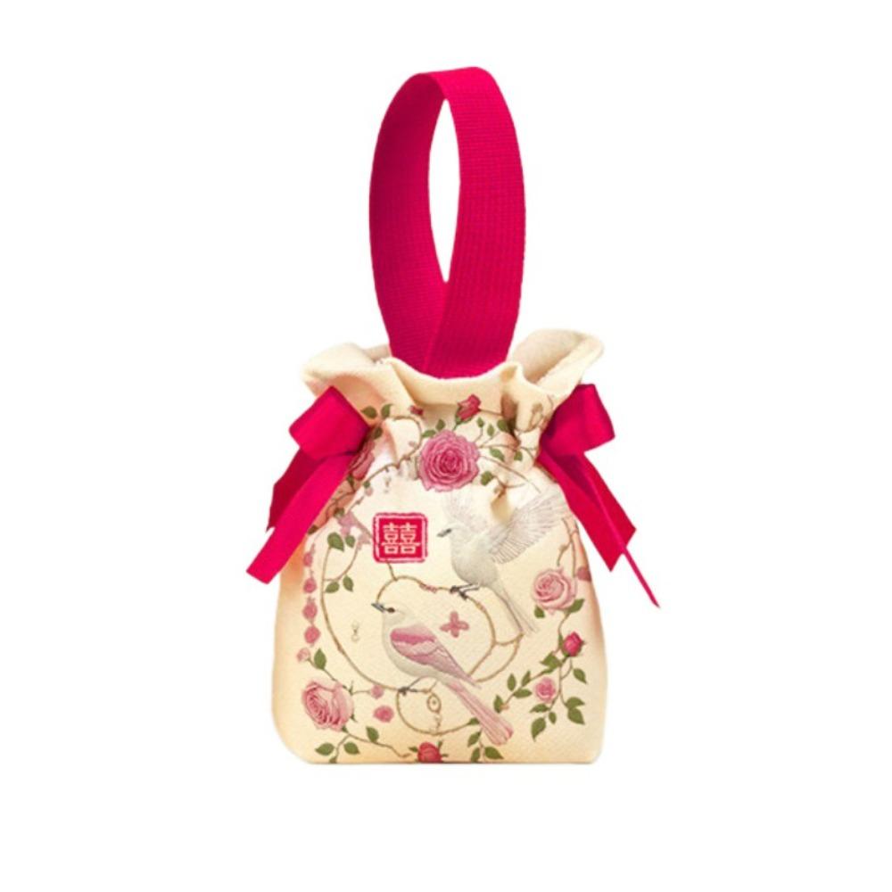Свадебный мешочек для конфет с бантом Холщовая сумка в китайском стиле Милая маленькая сумочка на запястье Вечеринка