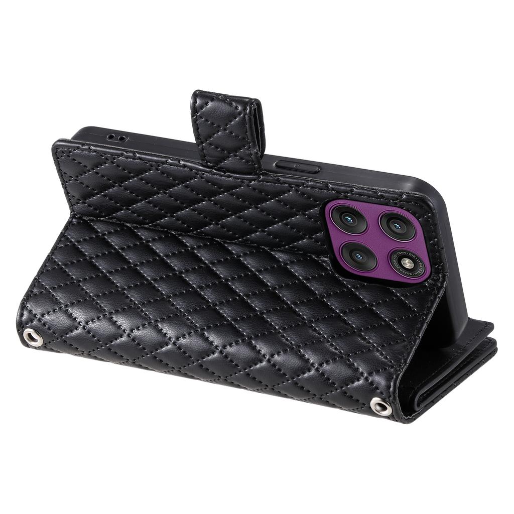 For Motorola Moto G86 5G Case Zipper Pocket Glitter Leather Phone Cover with Wrist Strap