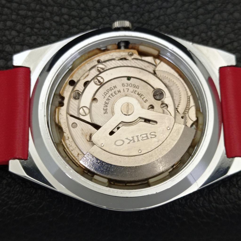 VINTAGE REFURBISHED SEIKO 5 AUTOMATIC 6309A JAPAN MENS RED DIAL WATCH a441310-a