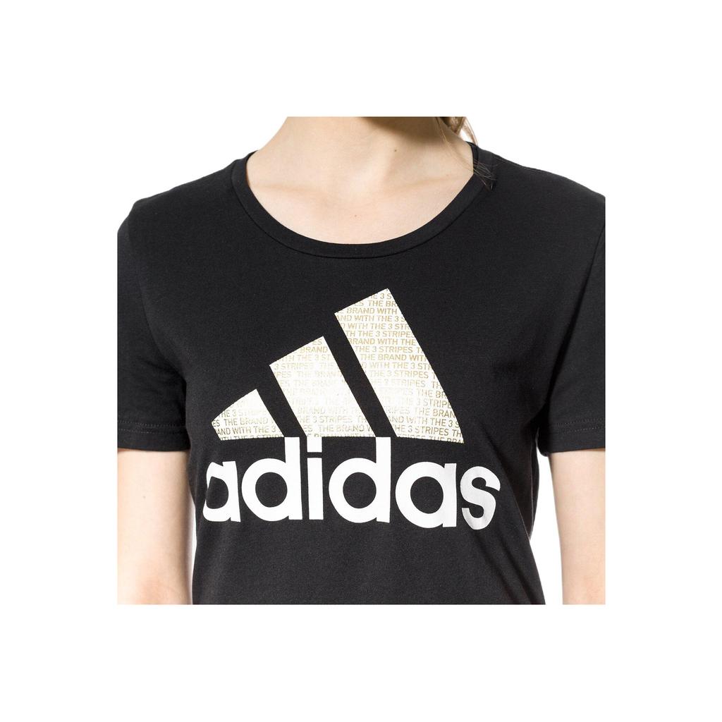 Adidas Front Large Logo Print Breathable Casual Short Sleeve T-Shirt Women T-Shirts Black CV4561