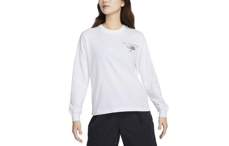 Nike T Shirts Women's White Crew Neck Moderate Straight Fit FJ9761-100