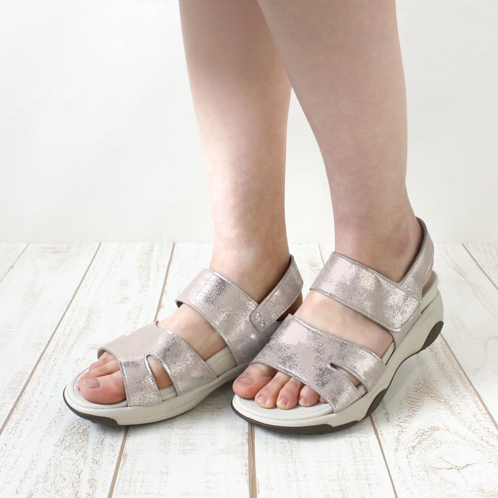 RE3001 Босоножки на танкетке с регулируемым задником, легко изготавливаются в см 3E [Regetta] для женщин, на липучке, с ремнем, с ремнем, износостойкие, устойчивые к усталости, нескользящие, Япония,