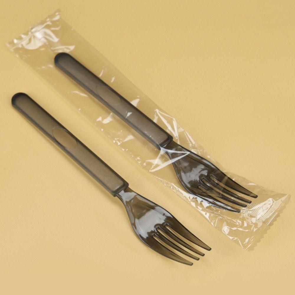 100Pcs Individually Packaged Disposable Spoon Fork Transparent Plastic Spoon  Outdoor Camping