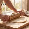 DIY Cookie Embossing Roller Christmas Pattern Engraved Rolling Pin, Non-slip Wooden Handle Dough Decorative Wood Pin Roller, Kitchen Tool for