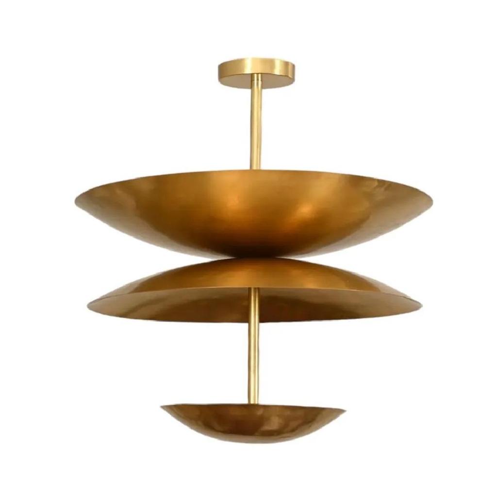 Triple Shade Globe Mid Century Raw Brass Sputnik Chandelier Light Fixture Dome Pendant For Modern Home
