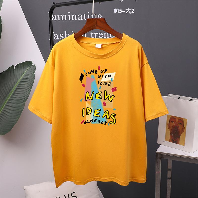 Футболка с принтом «Новые идеи», красочные женские хлопковые летние футболки большого размера, мягкий женский джемпер, топ