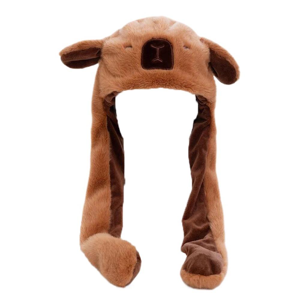 Шапка с двигающимися ушами капибары, плюшевая плюшевая шапка, игрушки, мультяшная прыгающая шапка, вечеринка