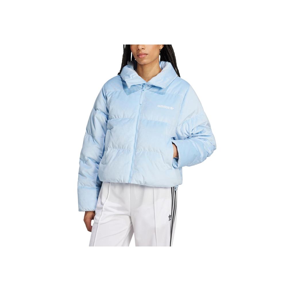 Adidas Originals Regendown Puffer Velvet Stand Collar Solid Color Short Jacket Down Coat Women Jacket Pink Blue JH3600