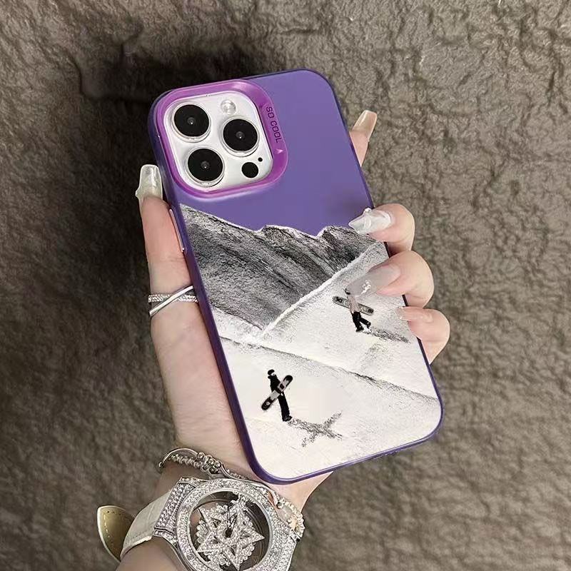 Лыжник для чехла на мобильный телефон Apple 17Promax iPhone15/14/13 цветной серебристый 16Promax тренд
