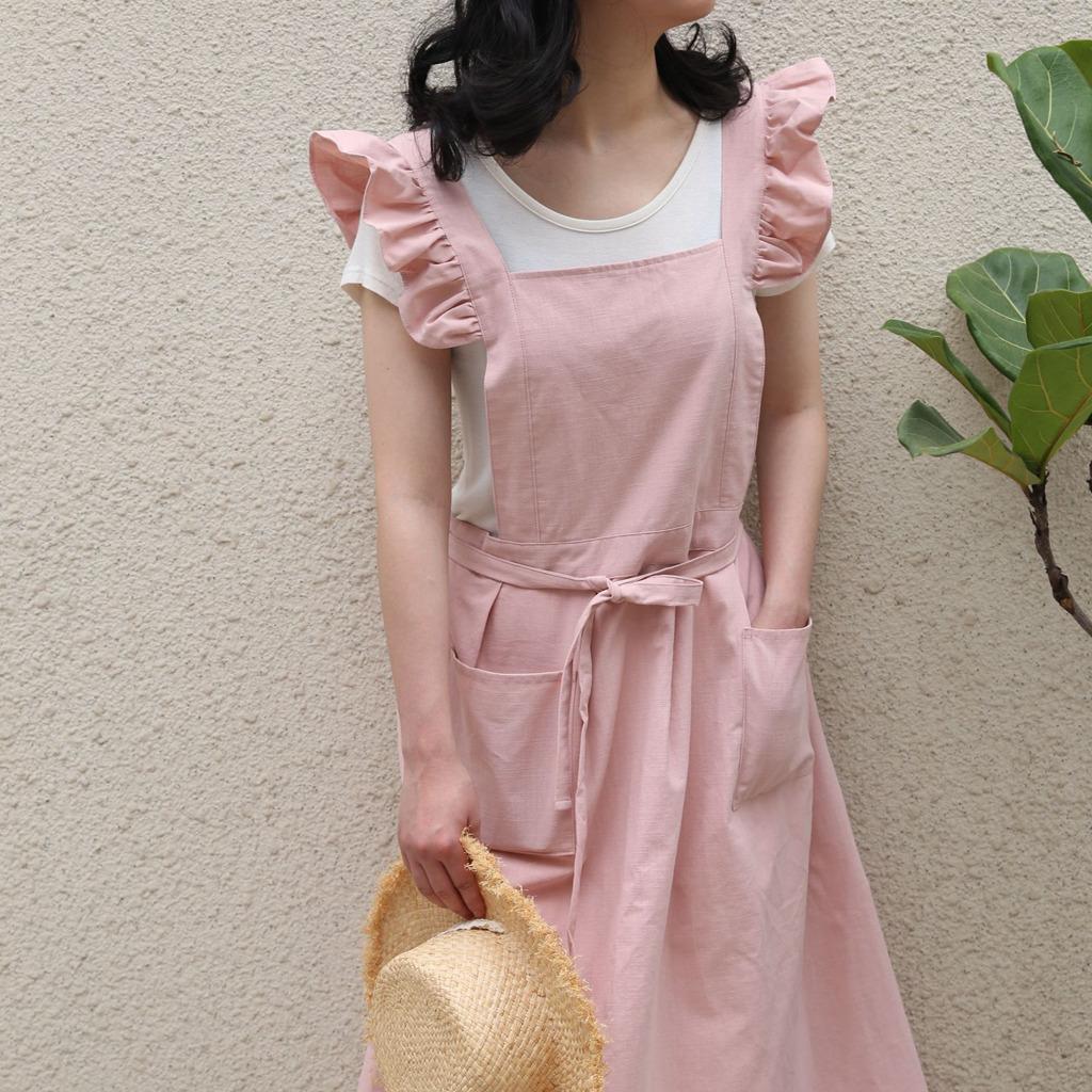 Стирать хлопок лен ретро кухонные фартуки цветочный магазин сад оборки рабочий чистый фартук для приготовления пищи выпечки ресторана женское платье