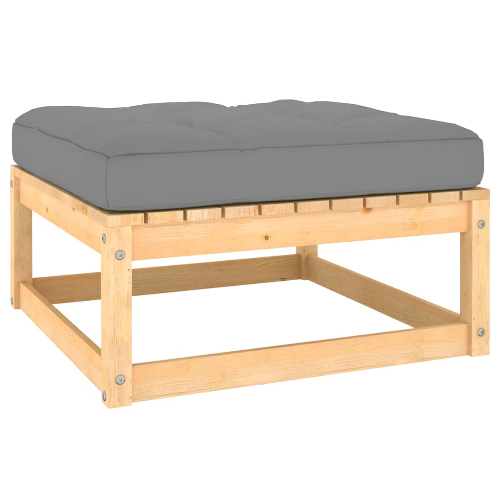 Garden Footstool with Cushions 2 pcs Solid Pine Wood