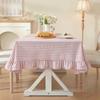 Vertical Striped Striped Ruffle Tablecloth Ruffle Trim Farmhouse Tablecloth  Dining Party