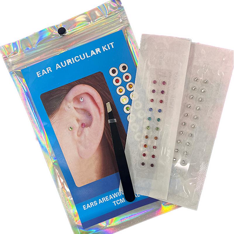 40 шт. Цветные бриллианты + серебряные бриллианты Инструменты для аурикулотерапии для снятия стресса и детоксикации, ТКМ Домашняя терапия