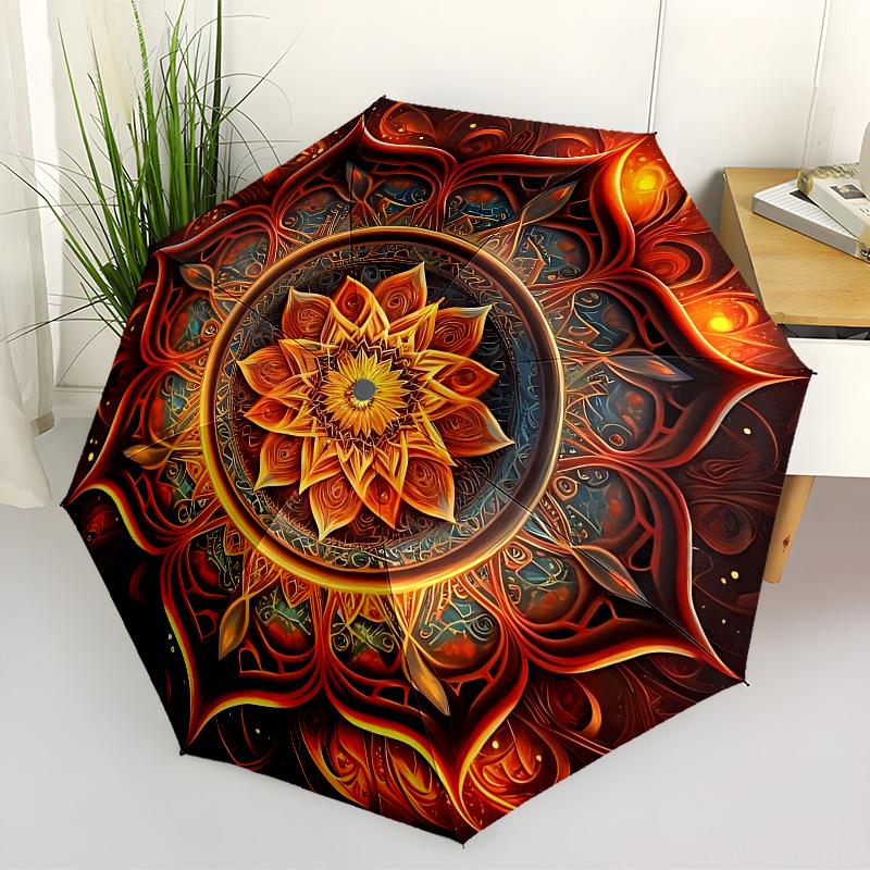 1pc Mandala Artwork Automatic Open/Close Umbrella, Folding Compact Umbrella with Lightweight Design for Women/Men yy251028242
