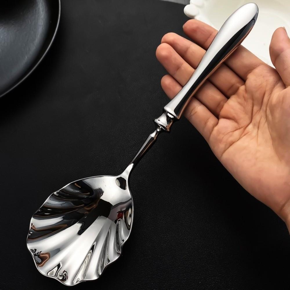 Light Luxury Stainless Steel Spoons French Table Serving Spoons Dessert Spoons Ice Cream